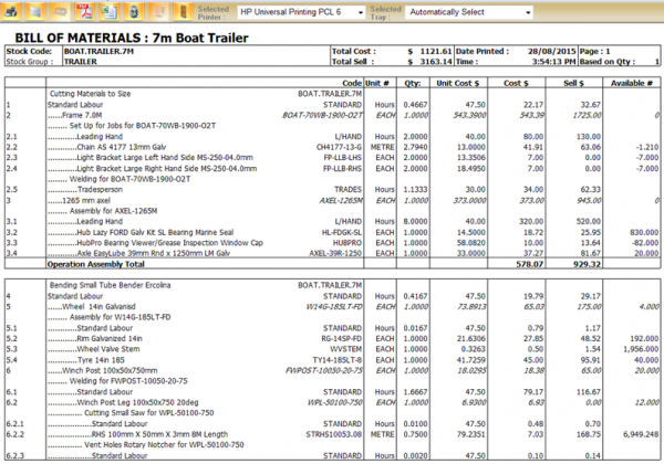 Trailer Manufacturing – Multi-Level Bill of Materials